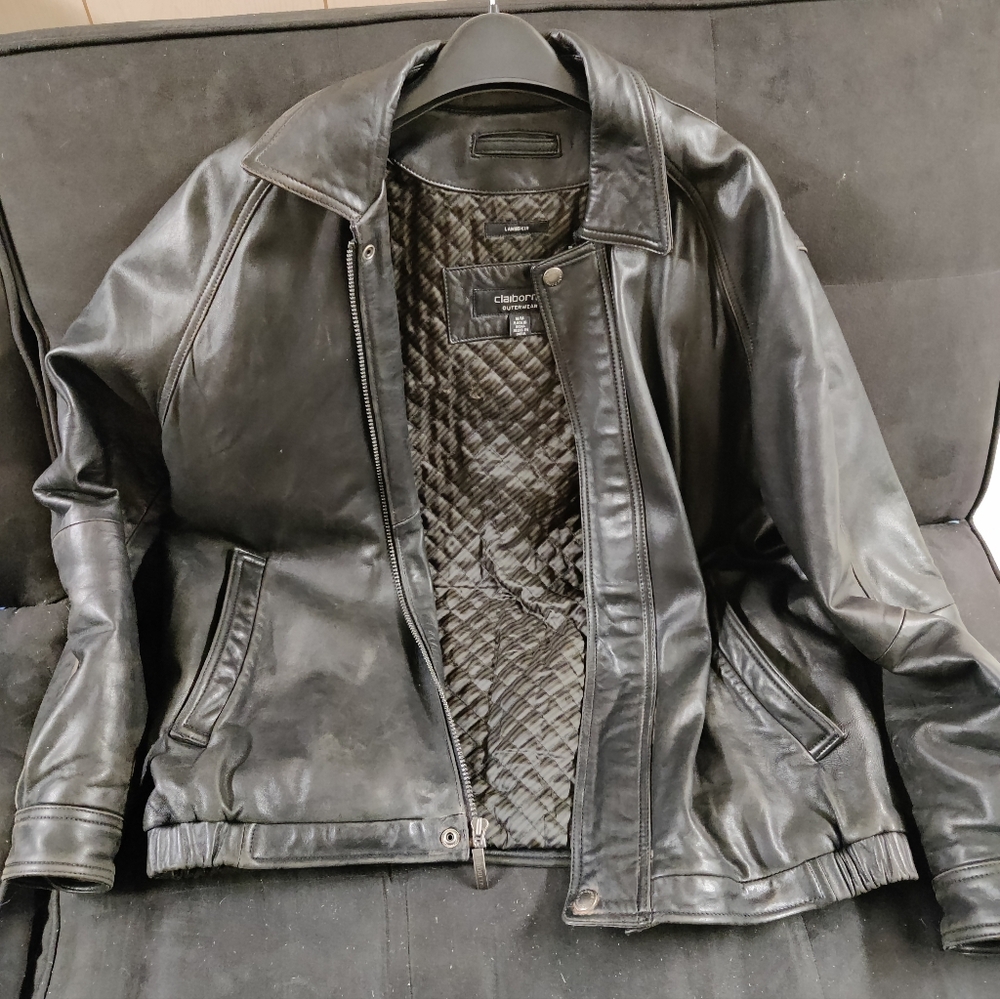 Liz clairborne oversized leather moto jacket